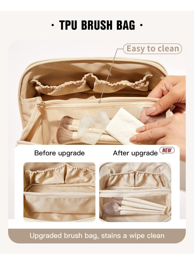 Shein Travel makeup bag, large capacity cosmetic bag for women, lightweight, waterproof, open and flat toiletry organizer, 23 x 10 x 11 cm, travel accessory - Image 4